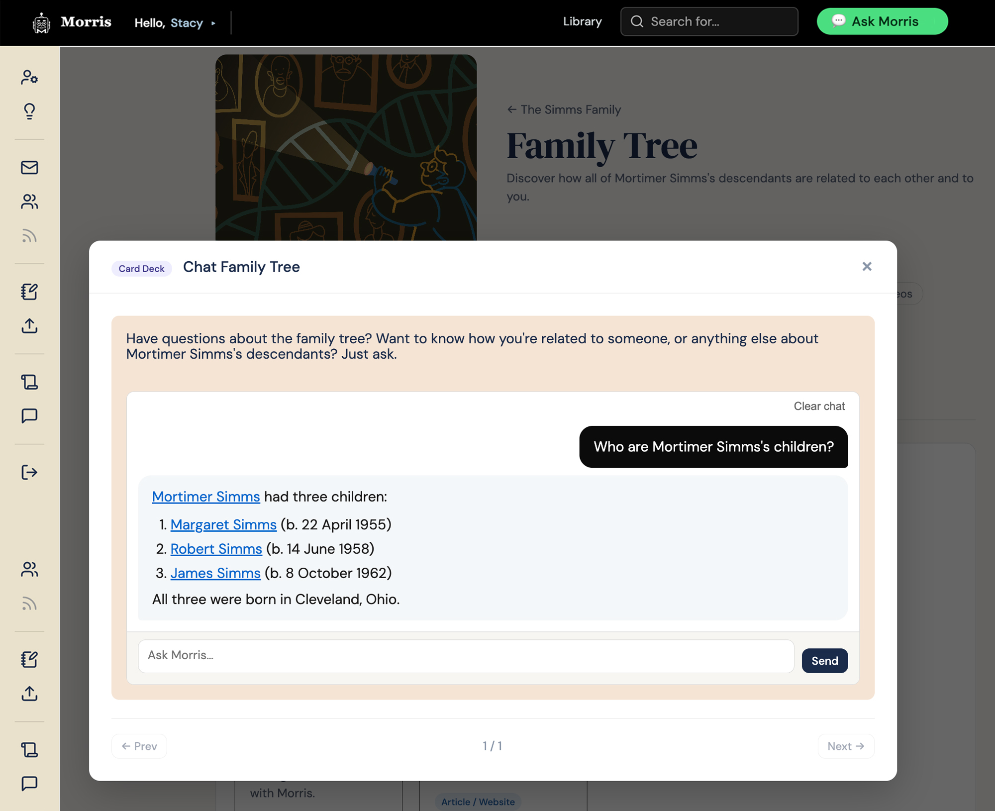 A Morris family-tree chat